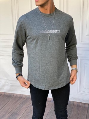 Modefendicom Yarım Oversize Yazı Detaylı Sweat