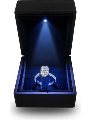 Söğütlü Silver 925 Ayar Gümüş Yüzük Işıklı Kutuda Oval Kesim Pırlanta Montür Zirkon Taşlı Kadın Tektaş Yüzük