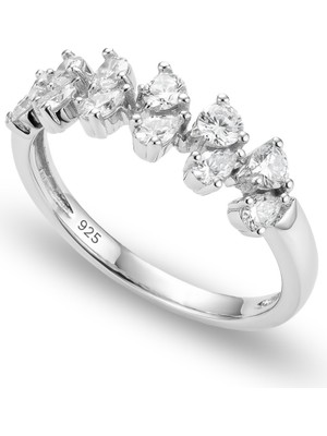 Söğütlü Silver 925 Ayar Gümüş Yüzük Damla Kesim Zirkon Taşlı Işıltılı Fantezi Kadın Yüzüğü