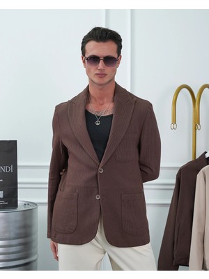 Modefendicom %100 Pamuk Keten Modern Fit Keten Ceket