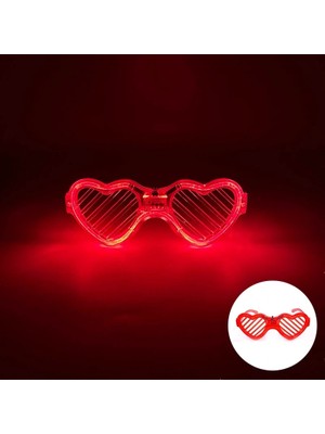 Uray Store Kırmızı LED Işıklı Kalp Gözlük – 3 Modlu Parti  Glow Gözlüğü