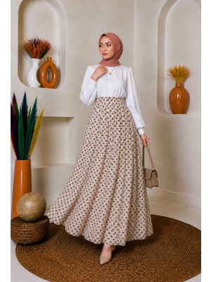 SFG Life Moda Kadın Astarlı Puantiye Desenli Tül Etek