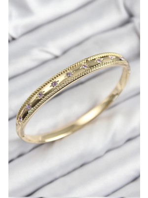Luord - Store Mey Ithalat® Pirinç Zirkon Taşlı Kutup Yıldızı Model Gold Renk Kadın Kelepçe