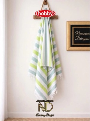 Özssay Hobby Stripe Yeşil Plaj Havlusu 70X140