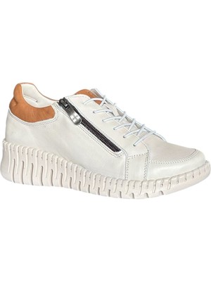 Mammamia D26YA-7755-B Krema Kadın Comfort Deri Ayakkabı