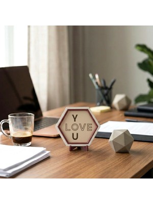 Miaju Romantik I Love You Motifli Şık Dekoratif Aksesuar, Şık ve Duygusal Masaüstü Objesi 10X10 cm