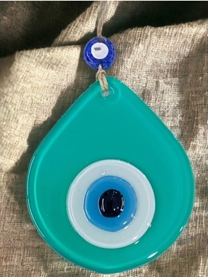 Luord-Store Orta Boy Açık Yeşil Damla Desen Nazar Boncuklu Duvar Dekoru Cam Duvar Süsü