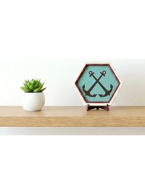 Miaju Denizi Sevenler Için Çapa Tasarımlı Minimal 10X10 cm Dekoratif Obje, Yaşam Alanınıza Özel Aksesuar