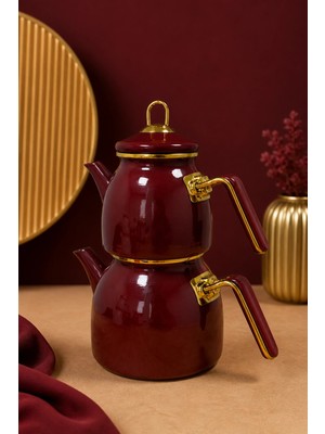 Pr Home Bordo Rose Model Emaye Çaydanlık