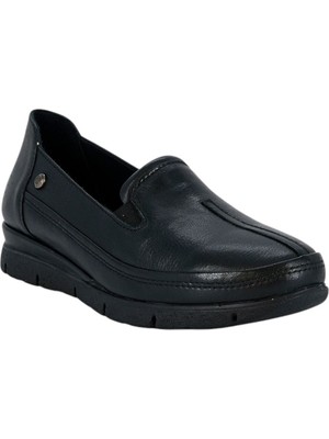 Mammamia D26YA-3985-B Siyah Kadın Comfort Deri Ayakkabı