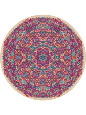 Die Grup Kadife Kaymaz Pamuk Tabanlı Yıkanabilir Yuvarlak Halı - 120X120 cm