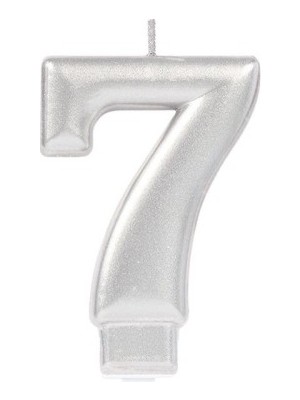 Luord-Store 7 Rakamı Mum Gümüş Renk