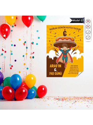 Akıllı Kağıt Statik Tutunma Özellikli Doğum Günü Tablo - Poster Özel Gün ( Model - 37)