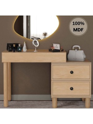 Comiet Meşe Mdf Makyaj Masası (Ledli Ayna Dahildir)