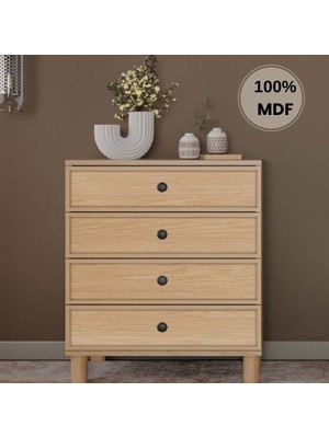 Comiet Meşe 4 Çekmeceli Mdf Şifonyer