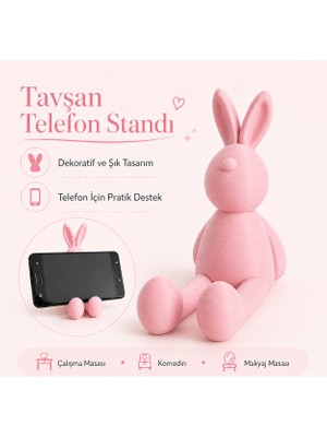Justone "bunny Love" Telefon Standı – Masa Üstü Dekoratif Telefon Tutucu, Komodin ve Makyaj Masası Için