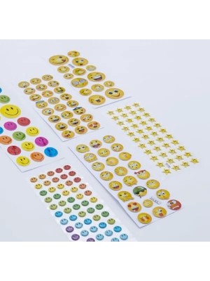 Die Grup 6 Adet Karışık Yapışkan Sticker - Şekilli Gülen Yüzler