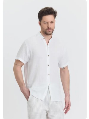 Jack & Jones Heaven 4050 Muslın Hakım Yaka Battal Kısa Kol Erkek Gomlek