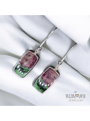 KURTAY JEWELLERY Rubyzoisite Taşlı Gümüş Küpe