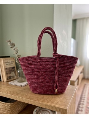 Senza Atelier (Modern & Şık): El Örmesi Bordo Lüks El Çantası