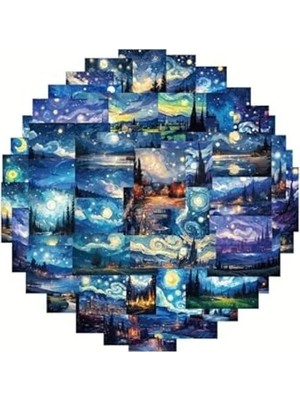 Die Grup 50'li Van Gogh Stickers, Sticker Seti Laptop Notebook Tablet Sticker Seti, 876486841564