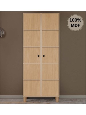 Comiet Meşe Mdf 2 Kapak Ayaklı Tasarım Gardırop