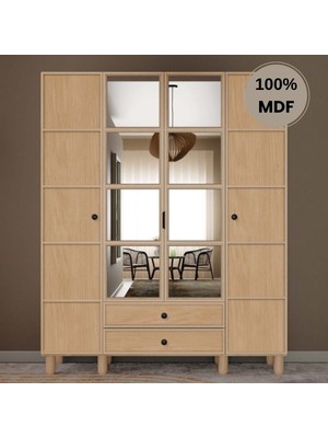 Comiet Meşe 4 Kapak Mdf Ayaklı Tasarım Gardırop