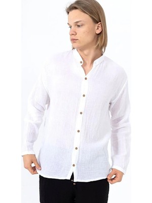 Org Marka Store Heaven 4050 Muslın Hakım Yaka Uzun Kol Erkek Gomlek