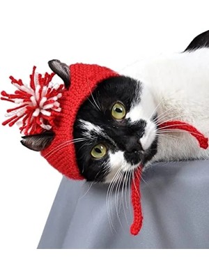 Die Grup Ponponlu Yılbaşı Kedi Şapkası