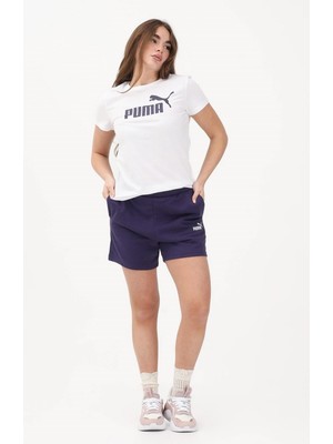 Puma Kadın Ess No. 1 Rahat Kesim Spor Desenli Şort Yazlık Kullanım İçin Lacivert