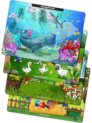 Die Grup Eğitici Ahşap Puzzle Seti, 24 Parça ile 3 Yaş Üzeri