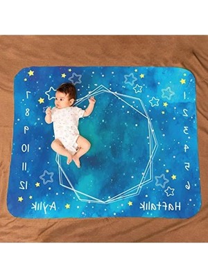 Die Grup Mavi Uzay Macerası Baby Shower Fotoğraf Çekim Battaniyesi