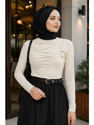 İmaj Butik Taş Ön Aksesuar Tokalı Sandy Bluz