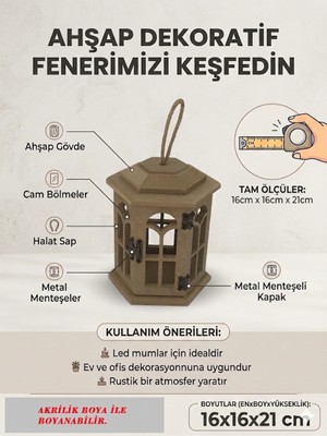 Art Elegant Mdf Ahşap Fener Mumluk FNR18