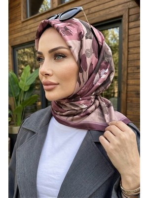 İmaj Butik Mürdüm Desenli Soft Eşarp