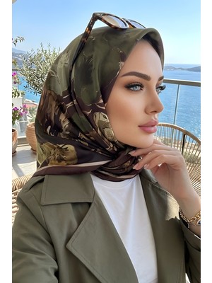 İmaj Butik Kahverengi Desenli Soft Eşarp