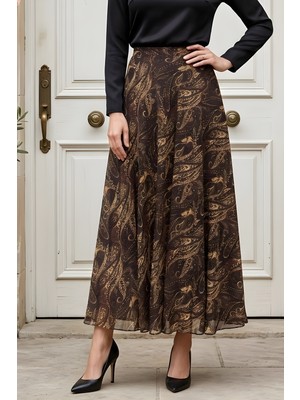 İmaj Butik Siyah Astarlı Şifon Etek