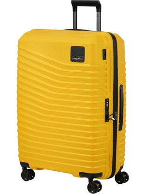 Samsonite Intuo - Orta Sert Kabuk Valiz (69 Cm), Genişletilebilir, 4 Tekerlekli Seyahat Valizi, Hafif, Tsa Kilitli, 79/87 L, Sarı (Narenciye)