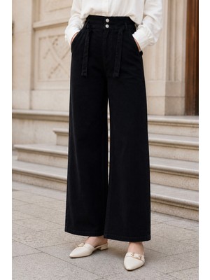 İmaj Butik Siyah Kemerli Kot Pantolon