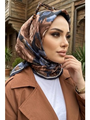İmaj Butik Lacivert Desenli Soft Eşarp