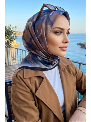 İmaj Butik Lacivert Desenli Soft Eşarp