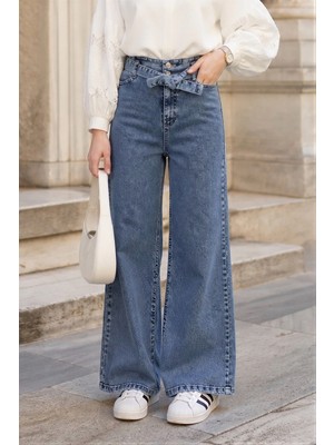 İmaj Butik Mavi Kemerli Kot Pantolon