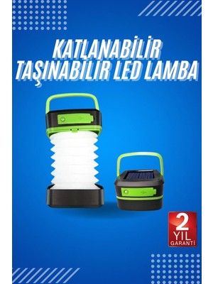 Elif Asya Ceyiz Tekstil Kamp Lambası Katlanabilir Lamba Solar Şarjlı LED Lamba El Fenerli