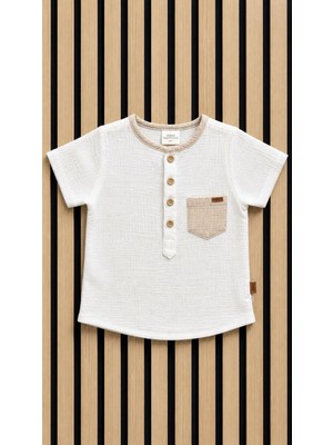 NerKids Erkek Bebek Bej Ikili Salopet Takım
