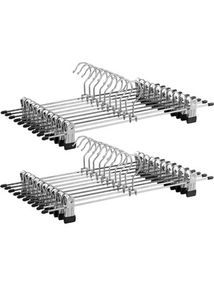 Songmics Songmıcs CRI006-20 Metal Kıyafet/pantolon Askısı, Pantolon, Çoraplar Etekler Için, 40 x 10,5 cm (Ekstra Geniş) Kaymaz, Krom Kaplama, 20 Adet