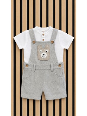 NerKids Erkek Bebek Cepli Salopet Takım