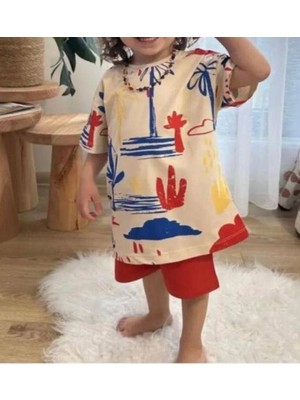Desenli Erkek Çocuk Şortlu Takım