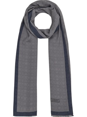 Sima Gri Ipekevi Monogram Şal 4356