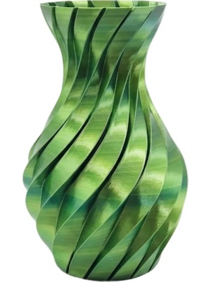 Ronanna 3D Spiral Yeşil Vazo Modern Tasarım Dekoratif Ev Aksesuarı