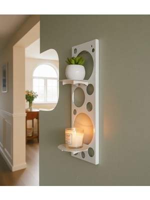 Risingmaber Metal Beyaz Vidalı Duvar Rafı, Oval Raf, Iki Katlı Mutfak Banyo Rafı, Kitap Rafı MT125B